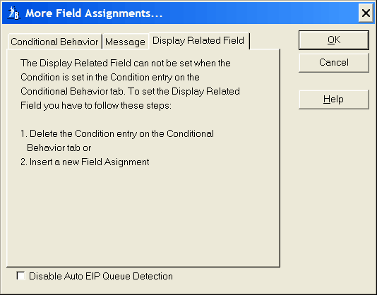 more field asignments display related field condition
